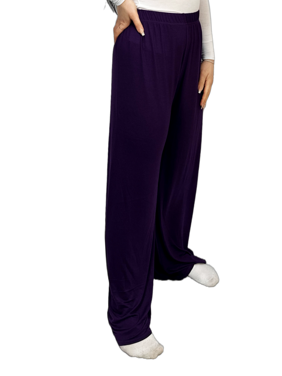 Womens Ladies Plus Size Plain Palazzo Wide Leg Flared Trousers Pants UK 8 TO 26