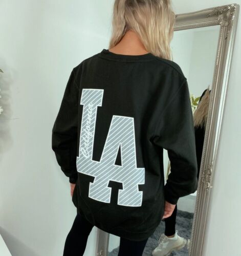 Women’s LA California Slogan Oversized Longline Sweatshirt Jumper Top Dress