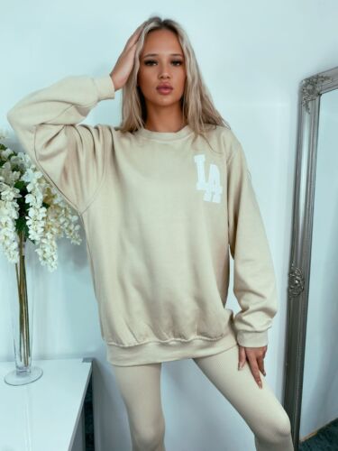 Women’s LA California Slogan Oversized Longline Sweatshirt Jumper Top Dress