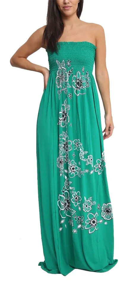 LUXEDIVA Women Chunky Flower Printed Sheering Maxi Dress Ladies Sleeveless Party Dress