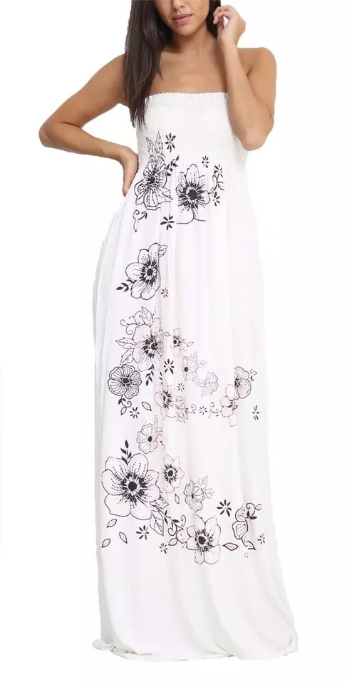 LUXEDIVA Women Chunky Flower Printed Sheering Maxi Dress Ladies Sleeveless Party Dress