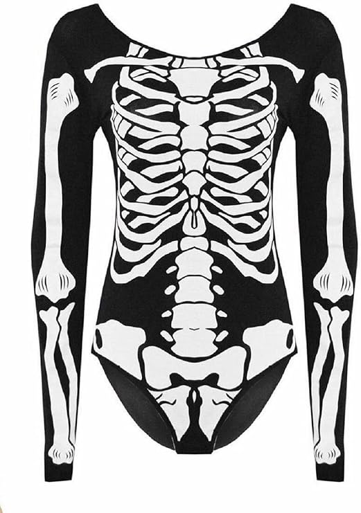 LUXE DIVA Adult Women's Skeleton Costume, Jumpers,Leggings,Skull Bone Dresses,Crop Top,Jumpsuit&Bodysuit