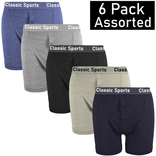 LUXEDIVA Classic Sports Mens Boxes Shorts Underwear trunks Button Fly Cotton S-2XL