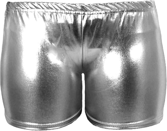 LUXE DIVA Womens Metallic Wet Look Hot Pants Womens Red Blue Shiny Halloween Summer Fancy Party Disco Wet Look Shorts