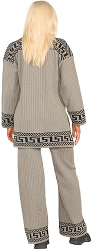 Ladies Long Sleeve High Neck Geometric Print Jumper Suit