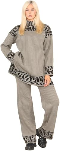 Ladies Long Sleeve High Neck Geometric Print Jumper Suit