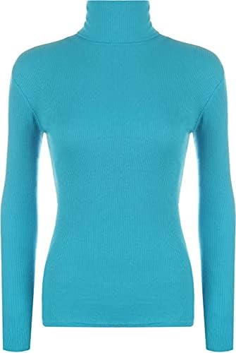 LUXE DIVA Women Ladies Ribbed Stretch Polo Turtle Neck Rib Top Jumper UK Size S/M-XXXL