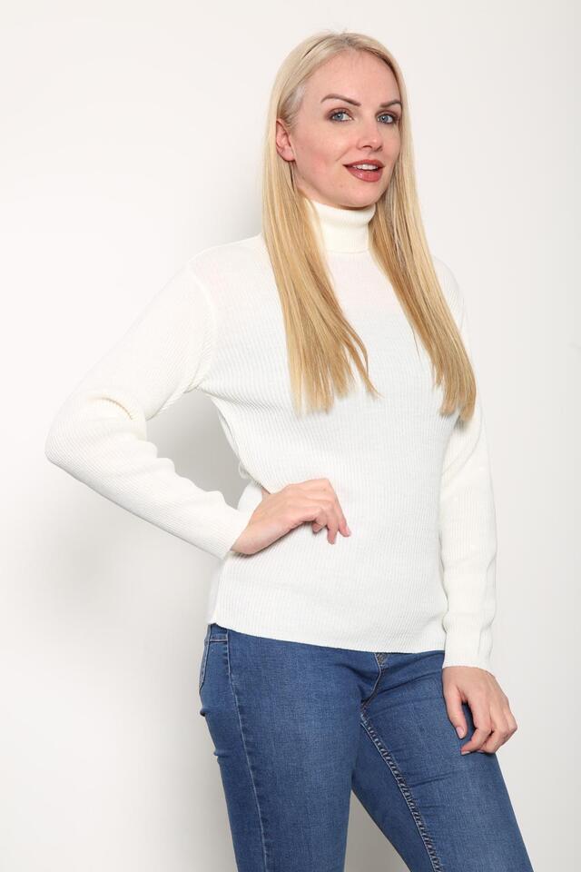 Ladies High Roll Neck Fine Jumper Sweater Long Sleeve Polo Ribbed Top