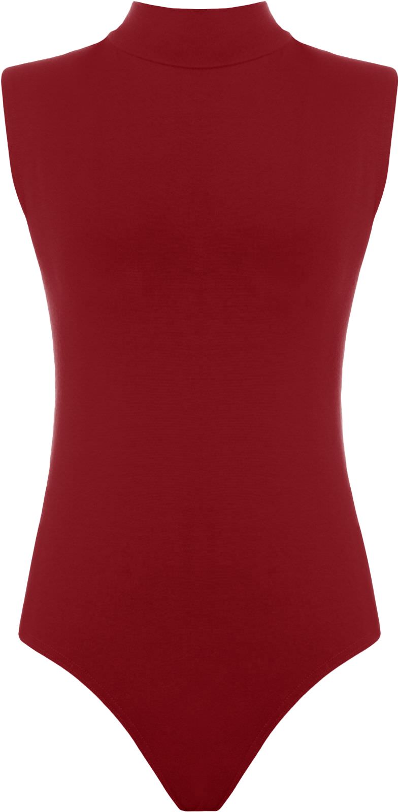 Womens Polo Turtle Neck Bodysuit Ladies Sleeveless Leotard Plain Stretchy Plunge Casual Party T-Shirt Top Sizes 8-14