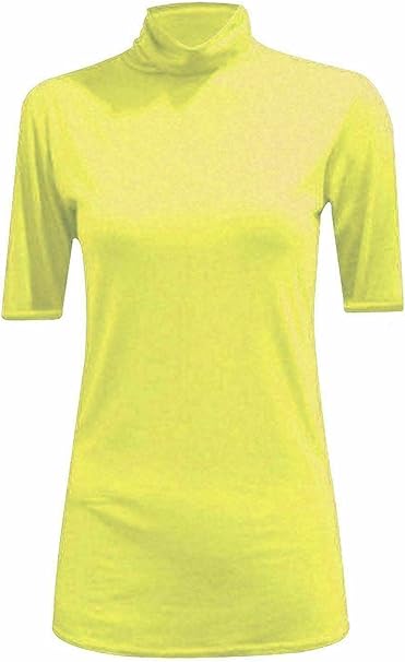 Womens Ladies Turtle Polo Neck Jumper Short Sleeve Top High Neck T Shirt Top Plus 16-26