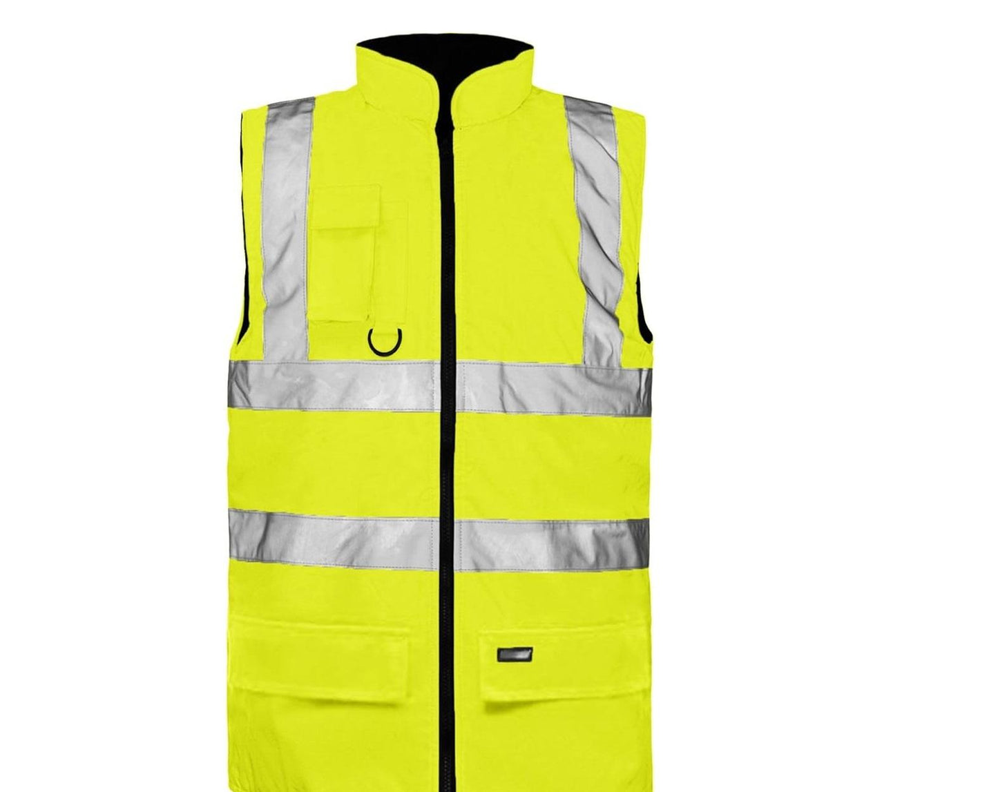 LUXE DIVA Hi Viz Bodywarmer Reversible Fleece Lined High Visibility Gilet Hi Vis Reflective Waterproof Workwear Padded Vest Security Safety Wear Warm Waistcoat