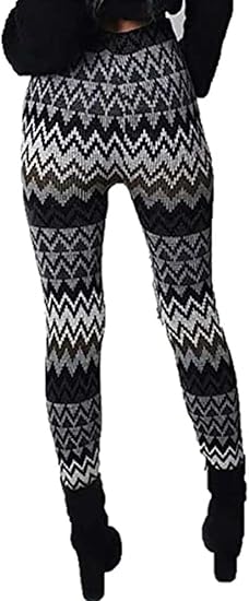 LUXE DIVA Womens Knitted Tartan Winter Leggings Ladies Soft Warm Wool Christmas Retro Pants Warm Trousers