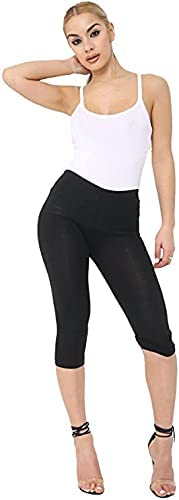 Women's Ladies Cropped Cotton Leggings Classic 3/4 Pants Summer Colours UK Size 8-22