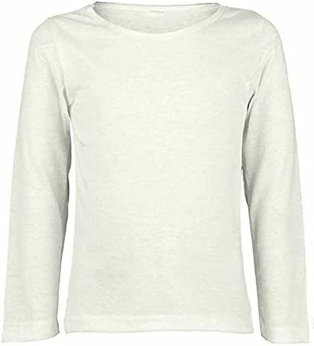 Girls Boy Kids Plain Basic Long Sleeve Round Neck T-Shirt Stretch School Tee Top 2-6 Years