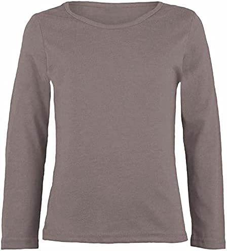 Girls Boy Kids Plain Basic Long Sleeve Round Neck T-Shirt Stretch School Tee Top 2-6 Years