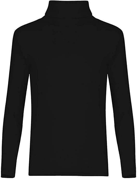 Kids Unisex Girls Boys Rib Polo Neck Top Turtle Neck Long Sleeve Rib Tops Size 5-13 Years