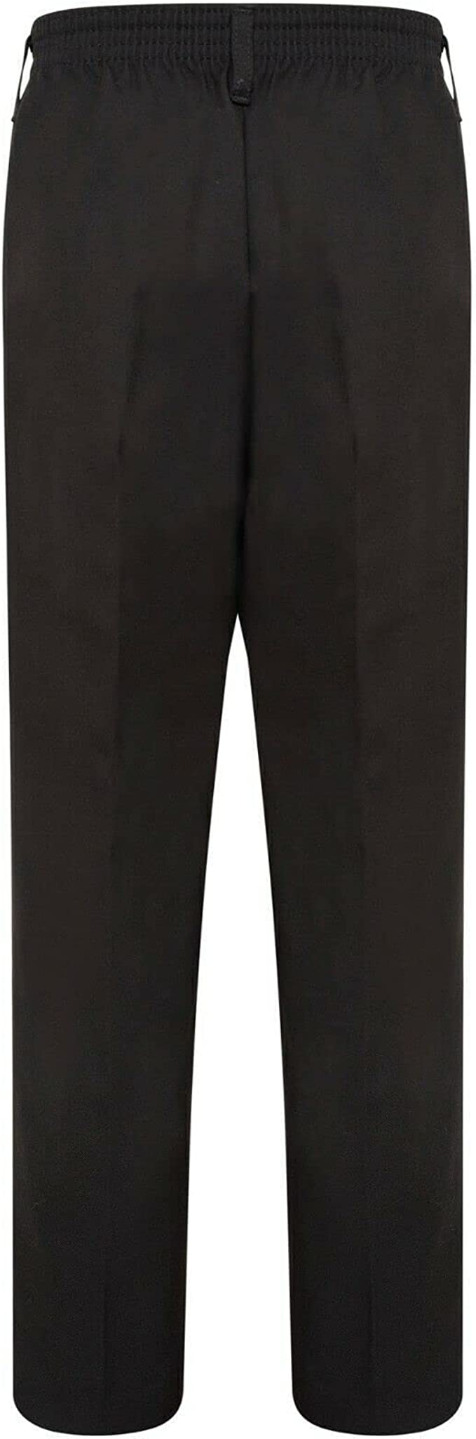 Boys Kids Black Half Elastic Waist Trousers School Uniform Trouser Pants