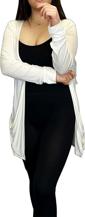 Ladies Long Sleeve Pocket Cardigan Womens Top Sizes 16-26