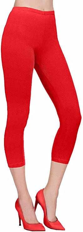 Women's Ladies Cropped Cotton Leggings Classic 3/4 Pants Summer Colours UK Size 8-22