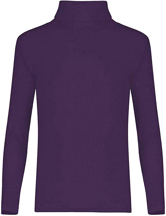 Kids Unisex Girls Boys Rib Polo Neck Top Turtle Neck Long Sleeve Rib Tops Size 5-13 Years