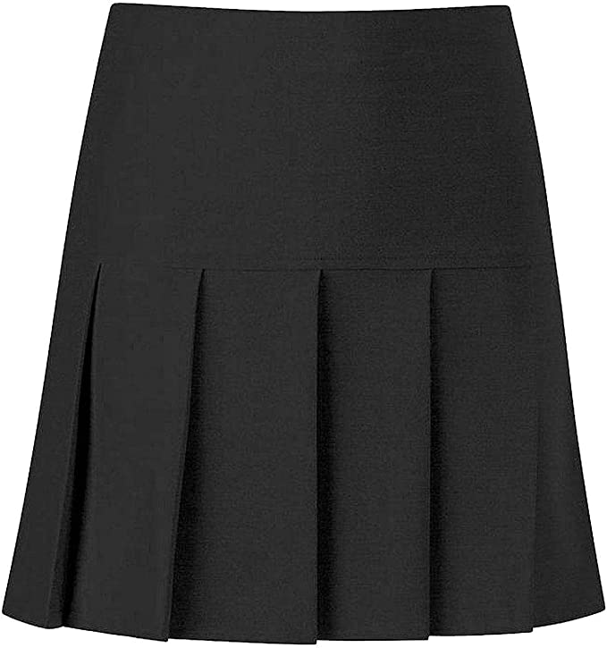 Girls Kids Women Ladies School Uniform All Round Pleated School Skirt with Zip Drop Waist Girls Ladies School Drop Waisted Pleated Skirt Formal in Black Grey & Navy