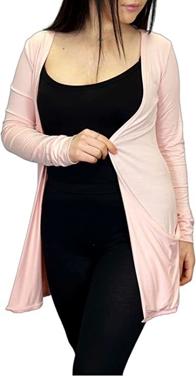 Ladies Long Sleeve Pocket Cardigan Womens Top Sizes 16-26