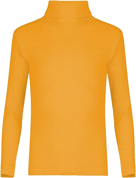 Kids Unisex Girls Boys Rib Polo Neck Top Turtle Neck Long Sleeve Rib Tops Size 5-13 Years