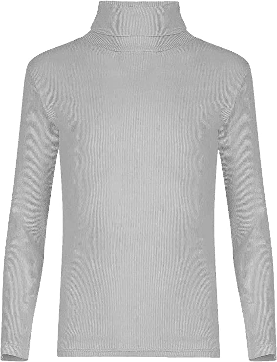 Kids Unisex Girls Boys Rib Polo Neck Top Turtle Neck Long Sleeve Rib Tops Size 5-13 Years