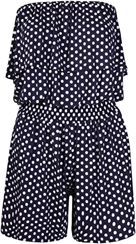 Women’s Ladies Polka Dot Frill Bandeau Short Playsuit Size 8-22