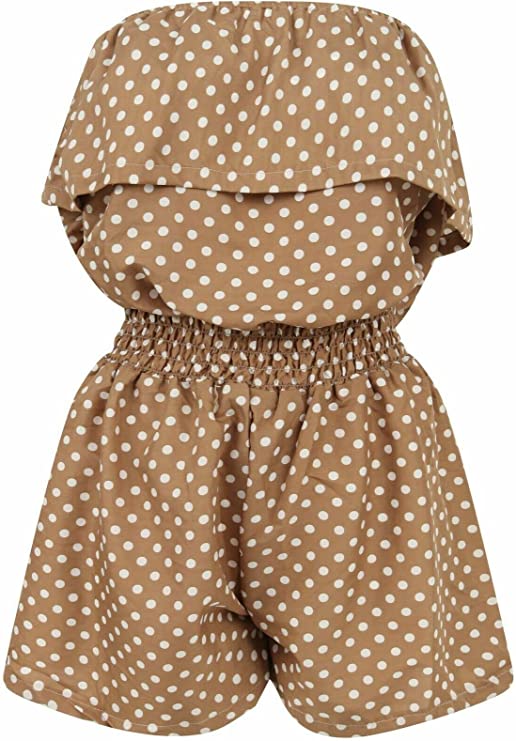 Women’s Ladies Polka Dot Frill Bandeau Short Playsuit Size 8-22