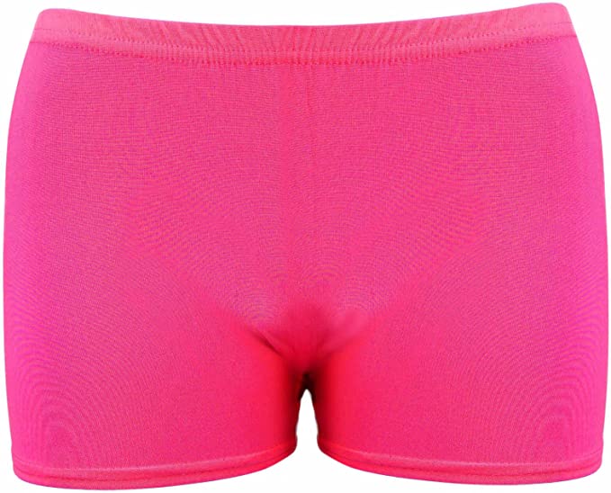 Kids Microfiber HOT Pants Girls Knickers Lycra Dance Shorts Gym NEON Party Dress Costume 5-12 Years of Age