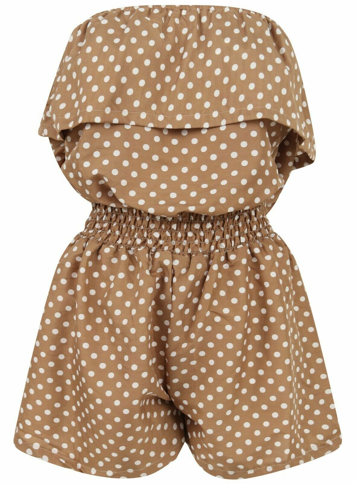 Women’s Ladies Polka Dot Frill Bandeau Short Playsuit